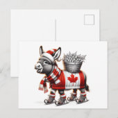 Carte Postale Âne adorable de patinage Canada (Devant / Derrière)