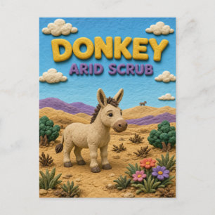 Carte Postale Âne, Art Clay Argile Séchée