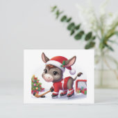 Carte Postale Âne de hockey de Noël festif (Debout devant)
