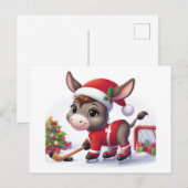 Carte Postale Âne de hockey de Noël festif (Devant / Derrière)