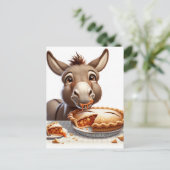 Carte Postale Âne de Thanksgiving adorable avec tarte (Debout devant)