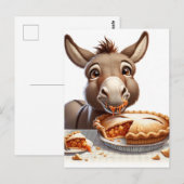 Carte Postale Âne de Thanksgiving adorable avec tarte (Devant / Derrière)