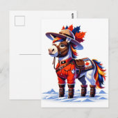 Carte Postale Âne drôle sur le thème du Canada (Devant / Derrière)