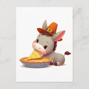 Carte Postale Âne sucré mange tarte