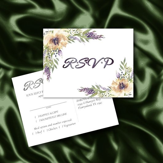 Carte Postale Anémone RSVP Entrée Feuillage Floral Bohème Modern