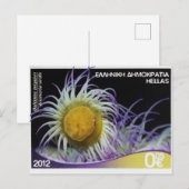 Carte Postale anémone verte timbre grec (Devant / Derrière)