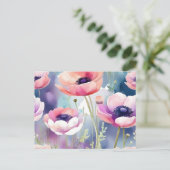 Carte Postale Anémones rose et violet (Debout devant)