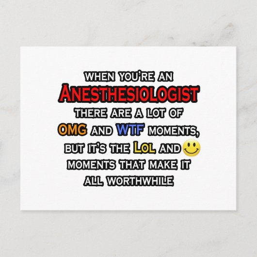 Carte Postale Anesthésiologiste ... OMG WTF LOL (Devant)