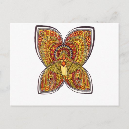 Carte Postale Ange à papillon jaune (Devant)