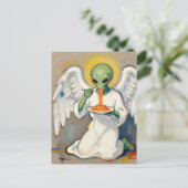 Carte Postale Ange Alien Mangeant des Spaghettis (Debout devant)