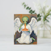 Carte Postale Ange Alien Mangeant des Spaghettis (Debout devant)
