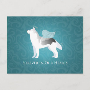 Carte Postale Ange Argent Sibérien Husky Chien Pet Memorial