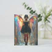 Carte Postale Ange avec ailes arc-en-ciel (Debout devant)