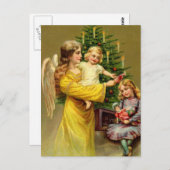 Carte Postale Ange avec enfants et arbre (Devant / Derrière)
