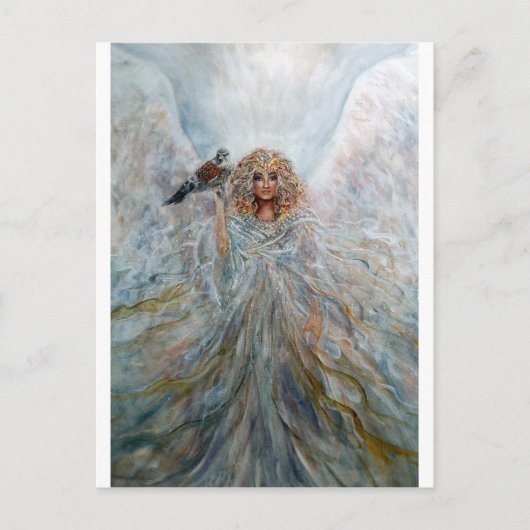Carte Postale Ange avec faucon pour la bonne fortune (Devant)