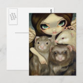 Carte postale "Ange avec furets" (Devant / Derrière)