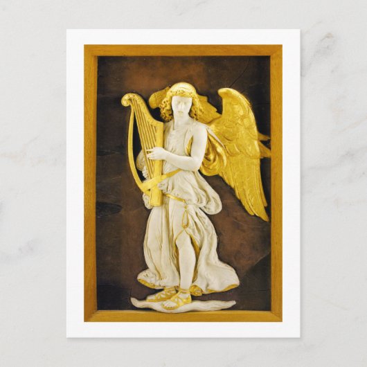 Carte Postale Ange avec Harpe d'or et ailes (Devant)