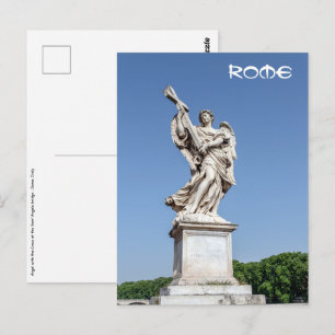 Carte Postale Ange avec la croix au pont Sant'Angelo - Rome