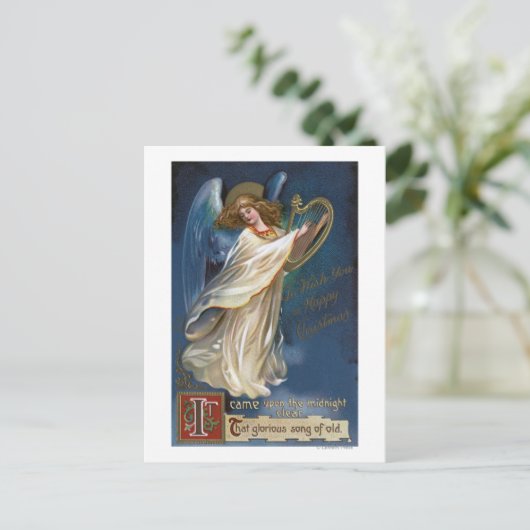 Carte Postale Ange avec une harpe (Debout devant)