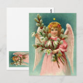 Carte Postale Ange avec une jolie robe rose (Devant / Derrière)