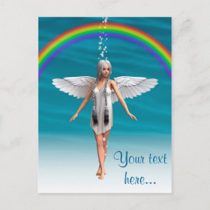 Carte Postale Ange blanc sous l'arc-en-ciel