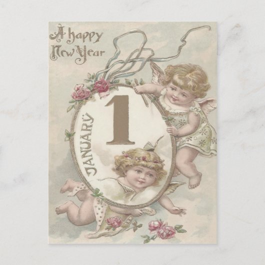 Carte Postale Ange Cherub Rose (Devant)