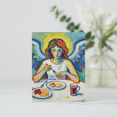 Carte Postale Ange Coloré au Petit Déjeuner (Debout devant)