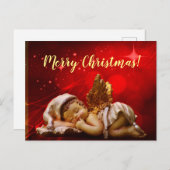 Carte Postale Ange couchant Bébé Jésus Noël (Devant / Derrière)