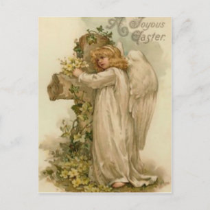 Carte Postale Ange Croix Chrétienne Feuille de Lys