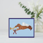 Carte Postale Ange Dachshund avec un Cor d'Harmonie (Debout devant)