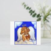 Carte Postale Ange Dachshund Rouge (Debout devant)