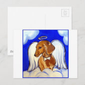 Carte Postale Ange Dachshund Rouge (Devant / Derrière)
