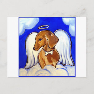 Carte Postale Ange Dachshund Rouge
