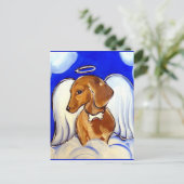 Carte Postale Ange Dachshund Rouge (Debout devant)