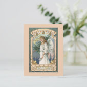 Carte Postale Ange dans le blanc avec Teal et l'or (Debout devant)