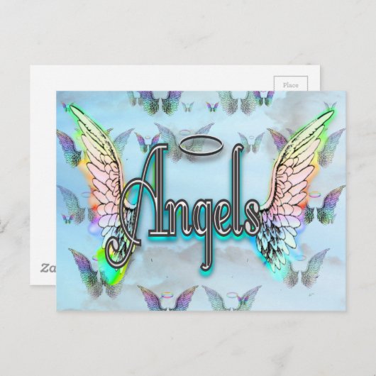 Carte Postale Ange d'art Word avec ailes et halo (Devant / Derrière)