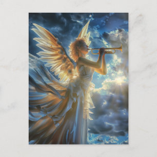 Carte Postale Ange de la Fanfare Céleste Jouant de la Trompette
