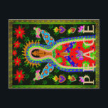 Carte Postale Ange de la Paix du Sud-Ouest<br><div class="desc">Notre-Dame de Guadalupe, aussi connue sous le nom de Nuestra Señora de Guadalupe au Mexique, est décrite ici comme un ange dans un style d'art populaire mexicain. L'oeuvre colorée a PEACE en texte sur le fond du design est parfait pour les vacances ou à tout moment. Fait un cadeau réfléchi...</div>