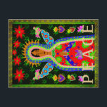 Carte Postale Ange de la Paix du Sud-Ouest<br><div class="desc">Notre-Dame de Guadalupe, aussi connue sous le nom de Nuestra Señora de Guadalupe au Mexique, est décrite ici comme un ange dans un style d'art populaire mexicain. L'oeuvre colorée a PEACE en texte sur le fond du design est parfait pour les vacances ou à tout moment. Fait un cadeau réfléchi...</div>