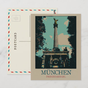 Carte Postale Ange de la Paix monument, Munich, Allemagne