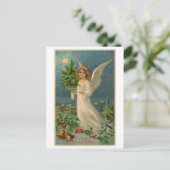 Carte postale : Ange de Noël avec arbre minuscule (Debout devant)