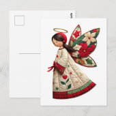 Carte Postale Ange de Noël avec fleurs de fêtes (Devant / Derrière)