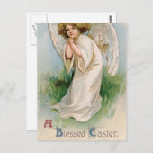 Carte Postale Ange de Pâques vintage (Devant / Derrière)