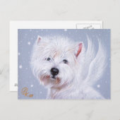 Carte Postale Ange d'hiver (Westie) (Devant / Derrière)