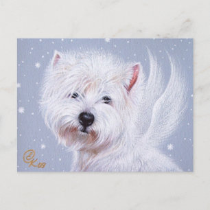 Carte Postale Ange d'hiver (Westie)