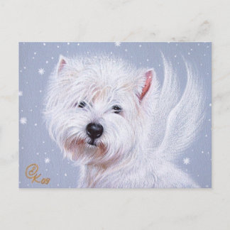 Carte Postale Ange d'hiver (Westie)
