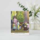 Carte Postale Ange gardien avec enfants et arbre illuminé (Debout devant)