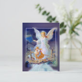 Carte Postale Ange gardien, enfants et pont (Debout devant)