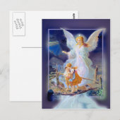 Carte Postale Ange gardien, enfants et pont (Devant / Derrière)