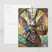 Carte Postale ange guerrier lapin de Pâques steampunk (Devant / Derrière)